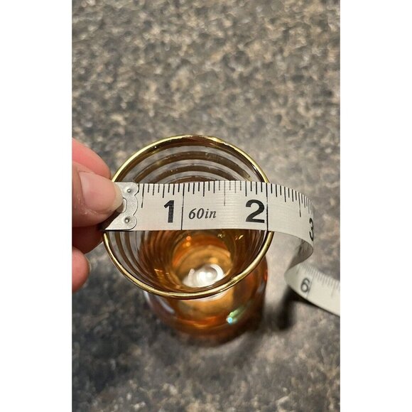 Vintage Carnival Glass Bud Vase 4" Gold with Stripes - Picture 6 of 8